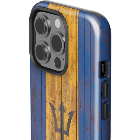 Barbados Flag Dark Wood iPhone 13 Pro Impact Case